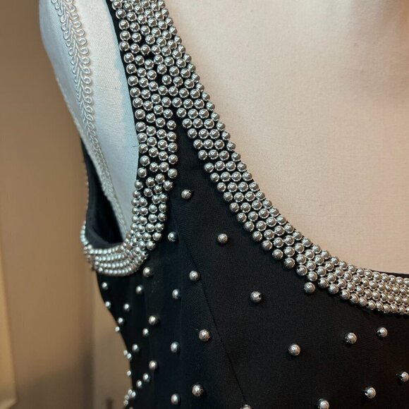 Carmen Marc Valvo Collection Black Beaded sleeveless Cocktail Dress, Size 8 - Picture 5 of 16